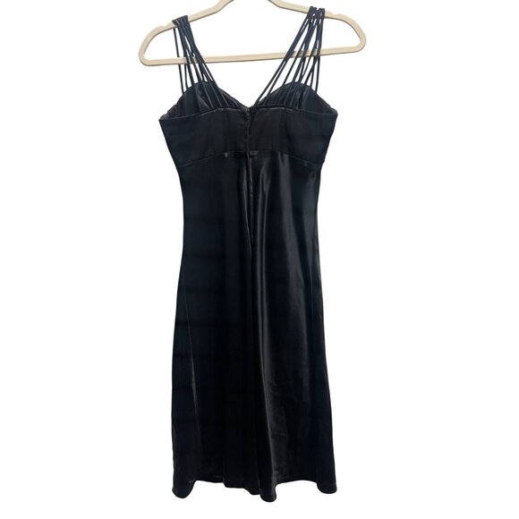 All That Jazz Vintage Y2K Whimsy Goth Black Satin & Velvet Burnout Slip Dress - Picture 5 of 6